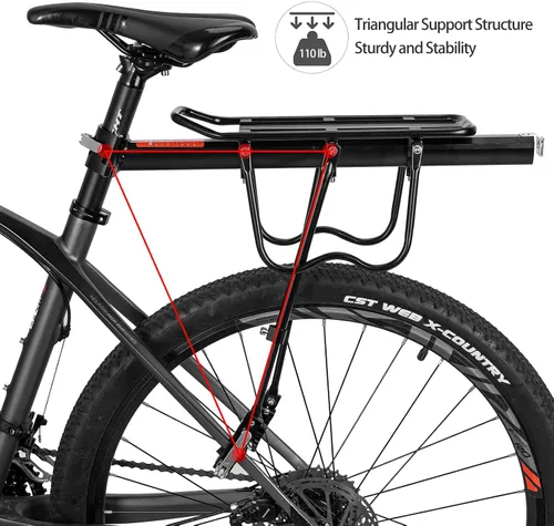 Vista 6 de ROCKBROS Portaequipajes trasero para bicicleta, soporte de carga para bicicleta de liberación rápida, ajustable, para parte trasera de bicicleta