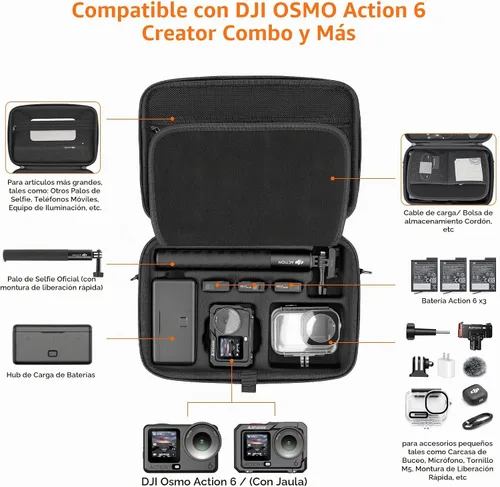 Vista 4 de AMAZEAR Funda de transporte para DJI Osmo Action 5 Pro, accesorios DJI Action5 Pro, protector compacto y rígido, bolsa de transporte portátil