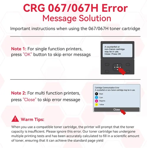 Vista 5 de LEMERO Cartuchos de tóner 067 compatibles con Canon 067 067H, juego de cartuchos de tóner para impresora Canon MF656Cdw MF654Cdw MF653Cdw LBP632Cdw