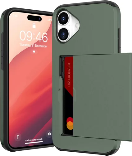 Vista 56 de ZIYE Compatible con iPhone 12 Pro Max Funda tipo cartera con tarjetero, Funda de dos capas antiarañazos con bolsillo oculto, Funda protectora a Verde