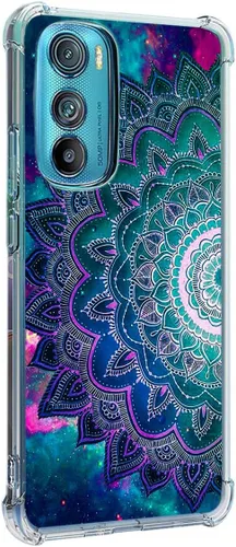 Vista 18 de Funda para Motorola Edge 2022, diseño de flores de mariposa azul, rosa, protección contra caídas, a prueba de golpes, funda protectora de cuerpo