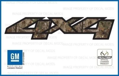 Vista 3 de Calcomanías de camión de 4 x 4 para Chevy Silverado Realtree - AP (2007-2013) Bedside (juego de 2)