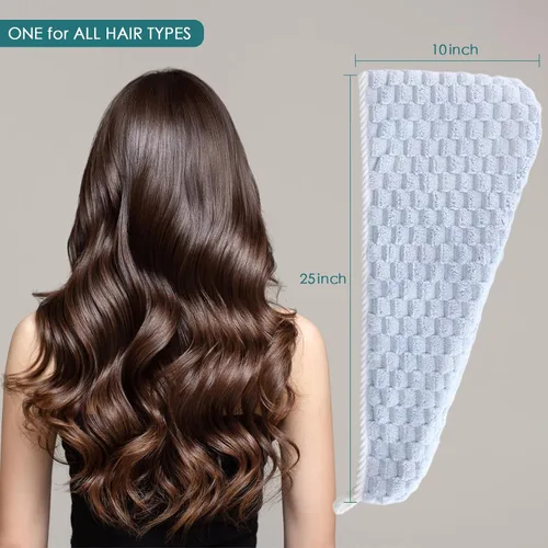 Vista 9 de Rellenos de calcetines para niñas, toalla de secado de pelo de microfibra con envoltura, toalla de pelo extra gruesa de 2 capas súper absorbente
