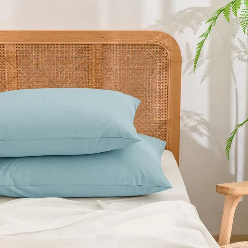 Vista 67 de BESTOUCH 100% Algodón Lavado Funda de Almohada para Cabello y Piel, Sensación de Lino, Suave, Cómoda, Transpirable, Juego de 2 Fundas de Almohada