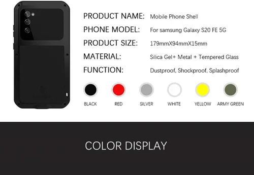 Vista 9 de LOVE MEI Funda protectora de cuerpo completo para Samsung Galaxy S20 FE 5G, deportes al aire libre, militar, resistente, impermeable, a prueba