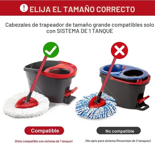 Vista 2 de 2 unidades de cabezales de repuesto para mopa giratoria O-Cedar, recambios de mopa giratoria de microfibra, repuesto de cabezal de mopa de limpieza