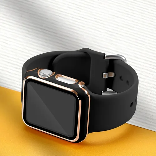 Vista 6 de Charlam Compatible con estuche Apple Watch de 44mm 42mm 40mm 38mm con protector de pantalla para mujeres y hombres, cubierta protectora