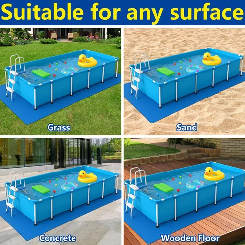 Vista 5 de codree Paños rectangulares de suelo de piscina de 20 x 12 pies, almohadilla de revestimiento de polietileno impermeable para piscina, resistente
