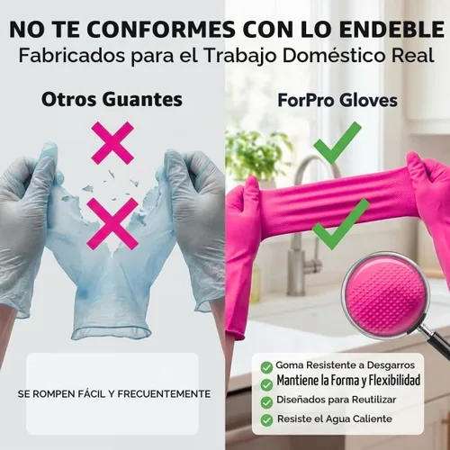 Vista 5 de ForPro Premium - Guantes de goma natural, 6 pares, pequeños, algodón