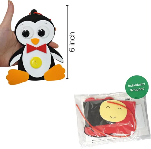 Vista 5 de 4E's Novelty Adorno navideño de espuma para niños (paquete de 12) Papá Noel, hombre de jengibre, muñeco de nieve y pingüino, manualidades de Navidad