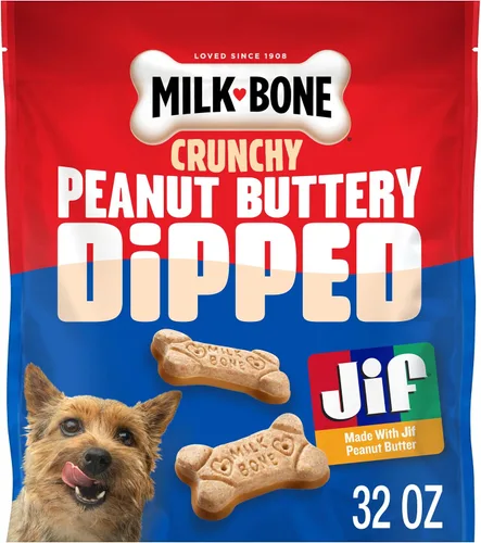 Vista 16 de Milk-Bone Galletas para perro bañadas con mantequilla de cacahuete real, horneadas, 32 onzas, (paquete de 4)