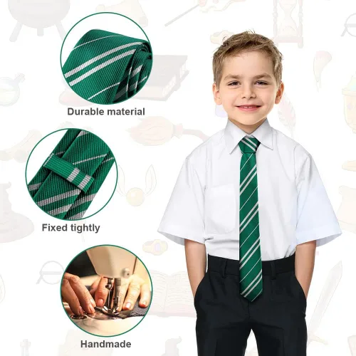 Vista 4 de AOMIG - Corbata escolar de mago, corbata a rayas para disfraz de fiesta, uniforme escolar para niños y niñas