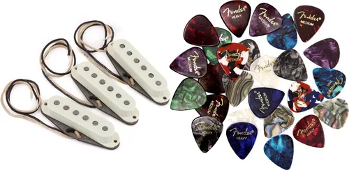 Vista 18 de Fender Paquete de pastillas Stratocaster silenciosas Gen 4 con cable de instrumento