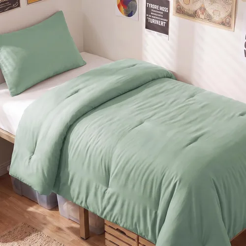Vista 55 de CozyLux - Juego de edredón beige tamaño individual/individual XL, 2 piezas de juego de cama extra largo sólido transpirable acolchado, juego de cama