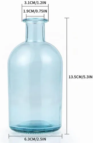 Vista 3 de MDLUU Paquete de 6 jarrones de vidrio, jarrón de botella de boticario, botella de vidrio decorativa para centro de mesa de boda, decoración