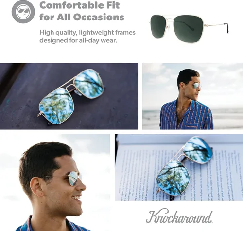 Vista 6 de Knockaround Mount Evans Polarized Sunglasses - Squared Aviator Style Sunglasses with Full UV400 Protection