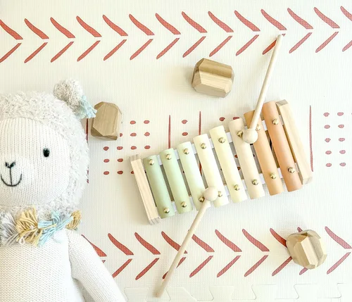 Vista 9 de Paquete de xilófono de madera y cuatro en una fila, juegos Montessori-Estéticos, ideas de juguetes de aprendizaje y desarrollo para niños pequeños