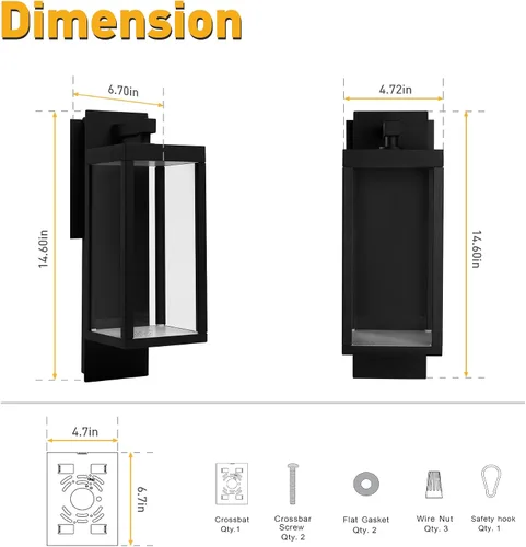 Vista 4 de Aplique de pared con sensor de atardecer a amanecer, lámpara de pared exterior integrada LED, luces de montaje en pared antioxidantes, impermeable