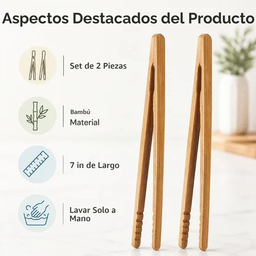Vista 7 de I-MART Juego de 2 pinzas de bambú para tostadoras de 7 pulgadas, pinzas de madera para tostadas para uso en cocina pequeña, bagels, magdalenas