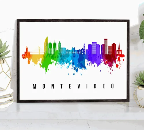 Vista 19 de Póster de Santiago Skyline Chile, pintura de paisaje urbano de Santiago, póster de Santiago Chile, paisaje urbano de Chile y estampado de Santiago