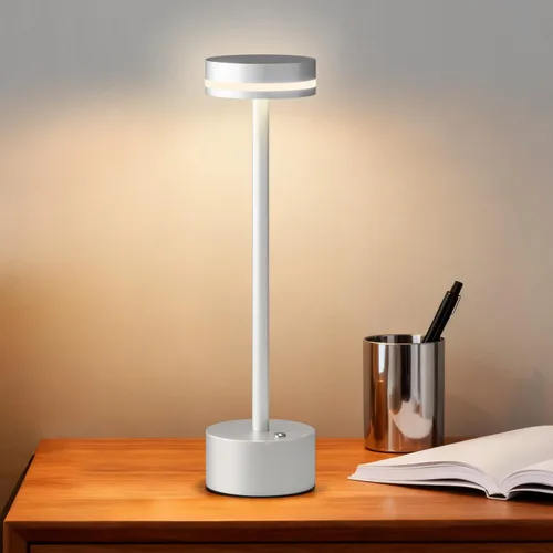 Vista 9 de Lámpara de mesa inalámbrica recargable dorada moderna, lámpara táctil de aluminio y batería operada de 4000mAh, lámparas de mesa LED de 3000K