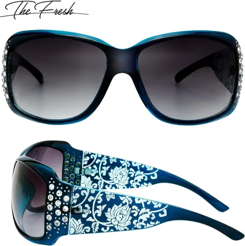 Vista 2 de The Fresh Gafas de sol clásicas de moda con diamantes de imitación de moda con caja de regalo