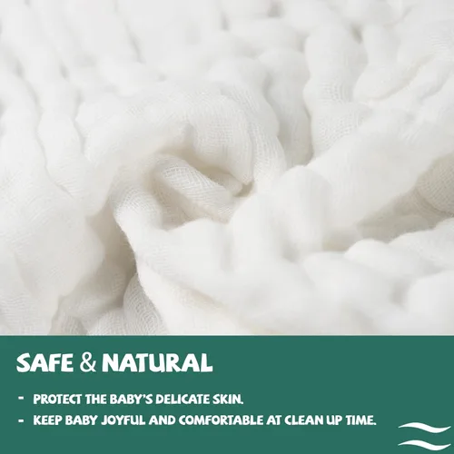 Vista 7 de Toallas de muselina para bebé, 6 capas, toalla facial suave y absorbente, toallitas naturales para recién nacidos para piel delicada, lista
