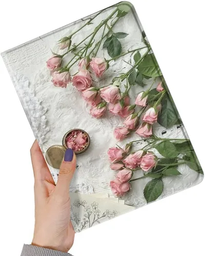 Vista 23 de kaitesi Funda floral compatible con iPad 6ª 5ª generación 9.7 pulgadas iPad Air/Air 2, diseño de flores, bonita funda inteligente de piel delgada