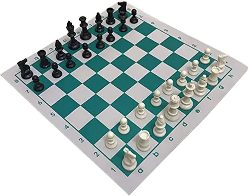 Vista 4 de KASCLINO Tapete de ajedrez para torneo, tablero de ajedrez enrollable de piel sintética, ligero y antideslizante, para niños y adultos