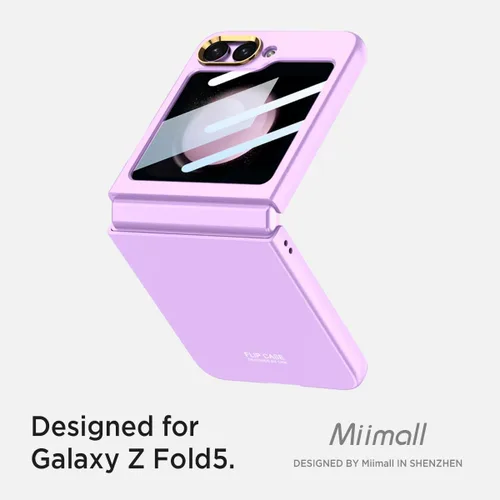 Vista 2 de Miimall Funda para Samsung Galaxy Z Flip 5 con protector de pantalla, textura ultra delgada al tacto, protector de pantalla de alta transparencia