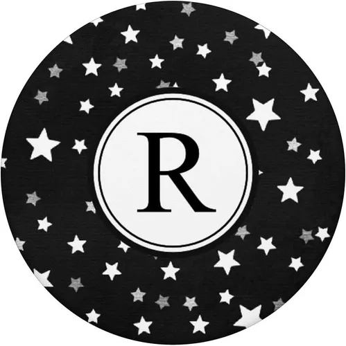 Vista 3 de Starry Letter R Monogram - Soporte para teléfonos y tabletas, diseño de estrellas, color blanco y negro, Negro