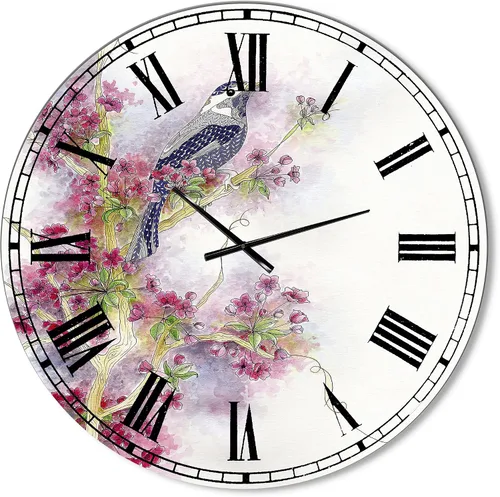 Vista 23 de DesignQ 'Cherry Blossom Days' - Reloj de pared grande para el hogar, dormitorio, baño, oficina, sala de estar