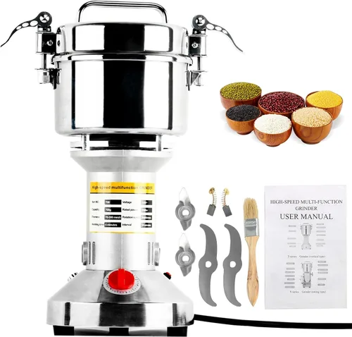 Vista 10 de DasMarine Molinillo eléctrico de grano de alta velocidad de 17.64 oz, molinillo de especias de acero inoxidable comercial con motor de 2500 W, malla