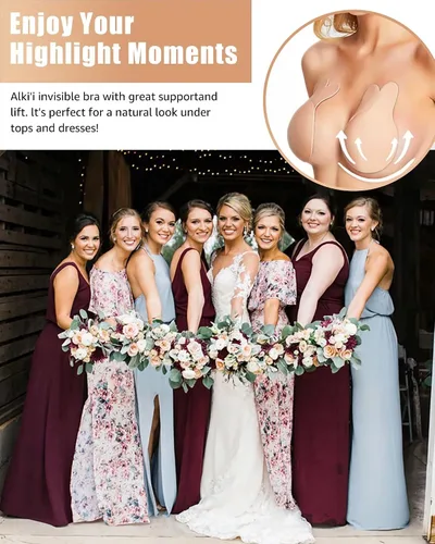 Vista 7 de Adhesive Bra Sticky Bra 5 Pair Push Up Sticky Boobs for Women Invisible Silicone Bras for Backless Strapless Dress