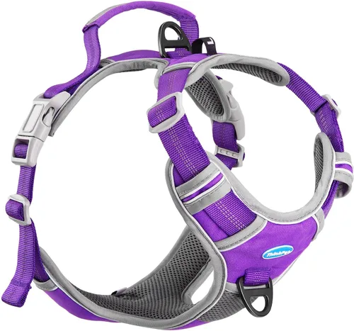 Vista 13 de ThinkPet - Arnés sin tirón para perros pequeños, medianos y grandes, chaleco acolchado reflectante con asa, ajustable estilo estrella Verde