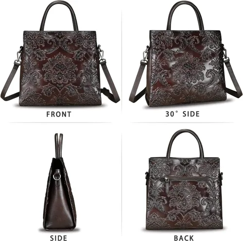 Vista 5 de Bolso bandolera de cuero genuino para mujer, bolso de mano con asa superior, hecho a mano, estilo vintage, bolso cruzado