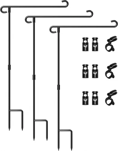 Vista 14 de HOOSUN Soporte para Bandera de Jardín, Soporte de Hierro Forjado para Bandera de Patio, Soporte Perfecto para Banderas de Jardín de 12.5x18