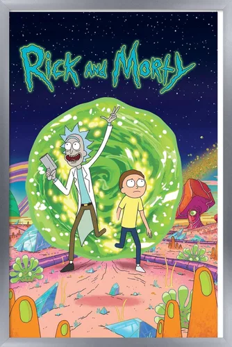 Vista 9 de Trends International Rick And Morty - Póster de pared de cubierta, 14.725 x 22.375 pulgadas, versión enmarcada de madera de granero