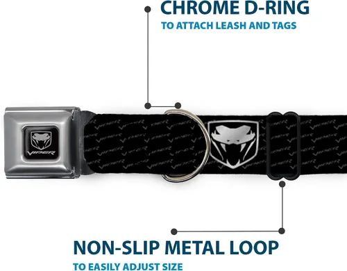 Vista 5 de Buckle-Down Collar de perro con hebilla para cinturón de seguridad, Dodge Viper REPEAT con texto, 1 pulgada de ancho, se adapta a cuello de 9 a 15