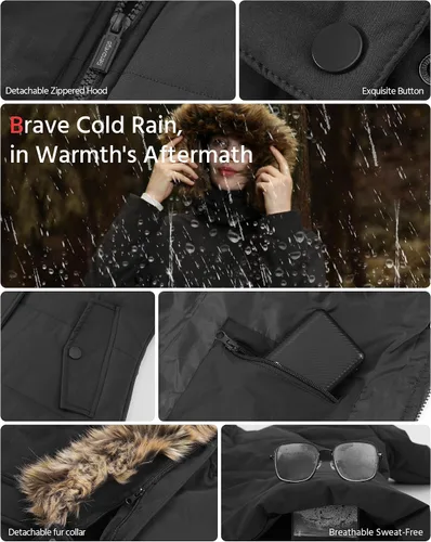 Vista 5 de Graphene Heated Jacket for Women with Battery PackDetachable HoodSlim Fit