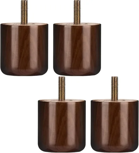 Vista 9 de Patas para muebles de madera maciza, 4 patas redondas modernas de moño, patas de sofá con pernos roscados de 5/16 pulgadas, placa de montaje