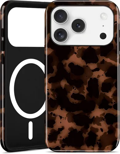 Vista 62 de Jusy Compatible con MagSafe Brown Tortoise Shell Print Phone Case para iPhone 7/8/SE, funda protectora magnética de lujo de TPU suave