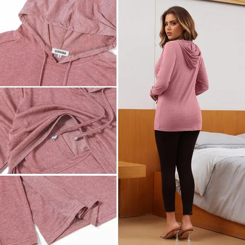 Vista 24 de GINKANA Sudadera con capucha para mujer, manga larga, lactancia materna, ropa casual