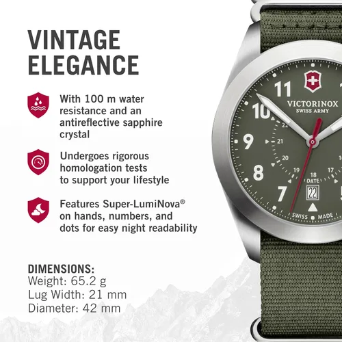 Vista 2 de Victorinox Reloj Swiss Army Heritage Reloj suizo de alta calidad para hombre Reloj de pulsera analógico de acero inoxidable Gran regalo