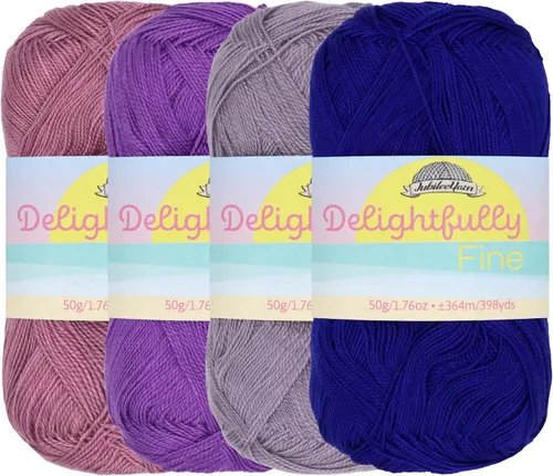 Vista 9 de JubileeYarn - Hilo deliciosamente fino, 1.76 oz/madeja de rayón de bambú y encaje, tonos de azul, 4 madejas