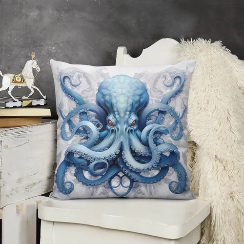Vista 15 de Blue Cat in Bloom - Funda de almohada decorativa cuadrada suave con estampado de doble cara de 12 x 12 pulgadas, adorables almohadas de animales