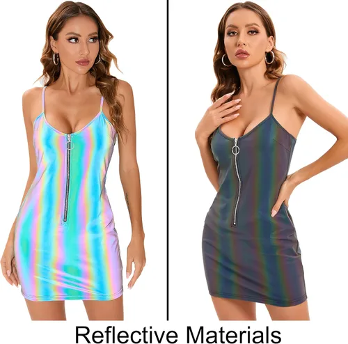 Vista 4 de LZLRUN Vestido sexy de fiesta de rave con espalda descubierta, con tirantes delgados divididos y espalda para mujer