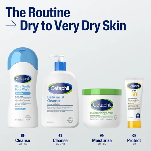 Vista 7 de Cetaphil Hidratante facial y corporal, crema hidratante para piel seca a muy seca, sensible, paquete de 12 unidades, sin fragancia, no comedogénica