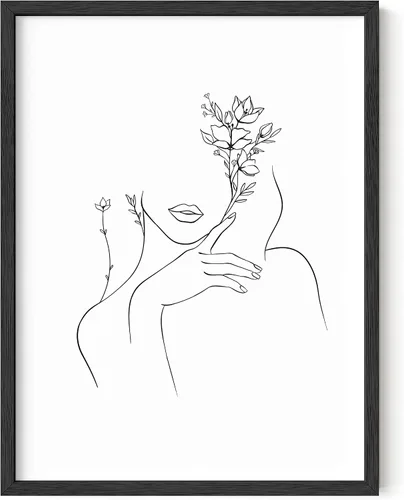 Vista 46 de HAUS AND HUES Arte de pared minimalista - Dibujo moderno de líneas abstractas, impresión de boceto femenino simple, obra de arte para el hogar