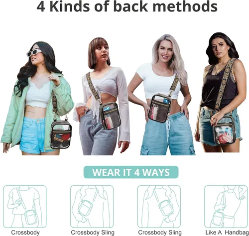 Vista 33 de Bolso cruzado aprobado por estadios para mujer, bolsa transparente para estadios para eventos deportivos, conciertos
